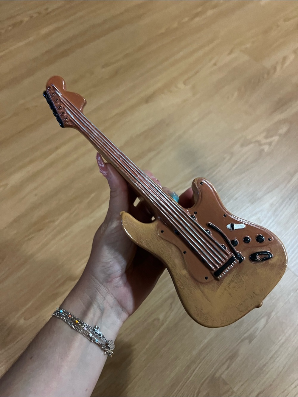 Hand painted ceramic guitar